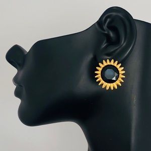 Black Onyx Button Stud earrings